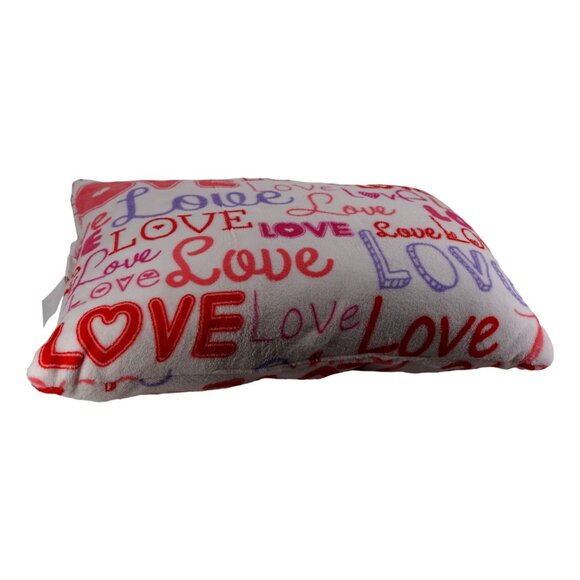 White Throw Pillow Decor with Print "Love" - Picture 1 of 4